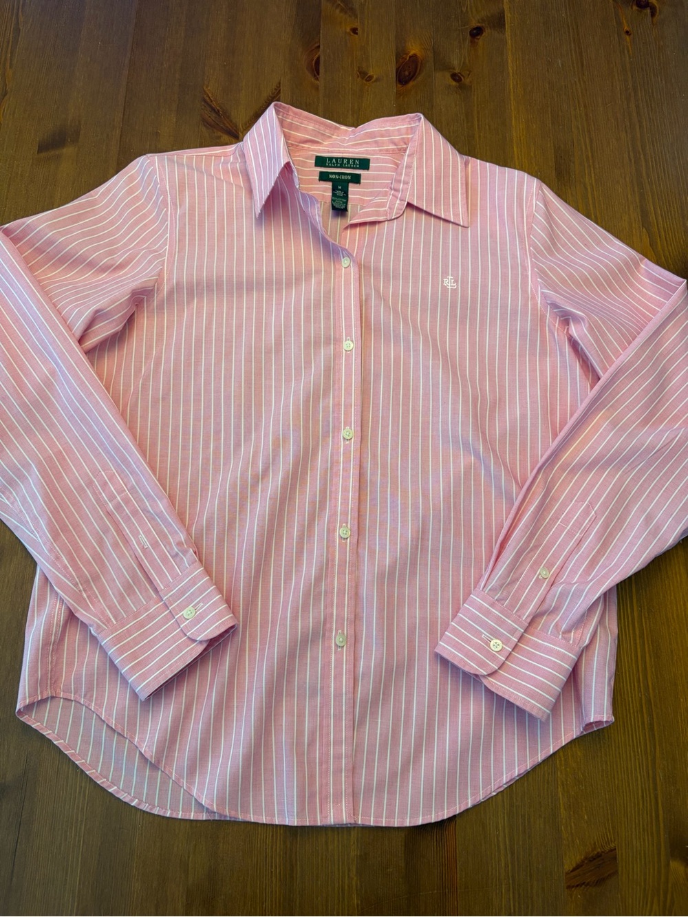 Ralph Lauren Classic Pink Button-Down Wrinkle Free Shirt - Women's, Size M. - Picture 2 of 8